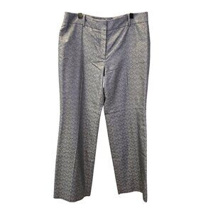Ann Taylor 100% Silk Jacquard Print Metallic Trouser Pants Size 14
